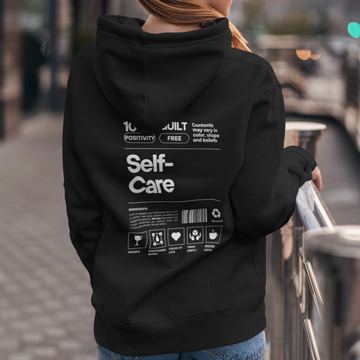 "Self-Care Nutritional Label" Cozy Hoodie